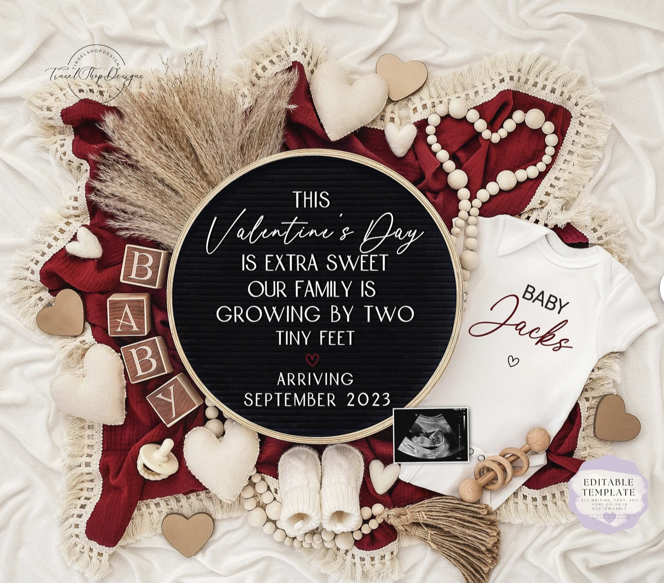 Valentine's Day pregnancy announcement ideas - letter board